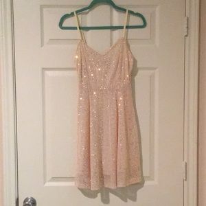 SHEIN light pink/gold sequin a-line dress